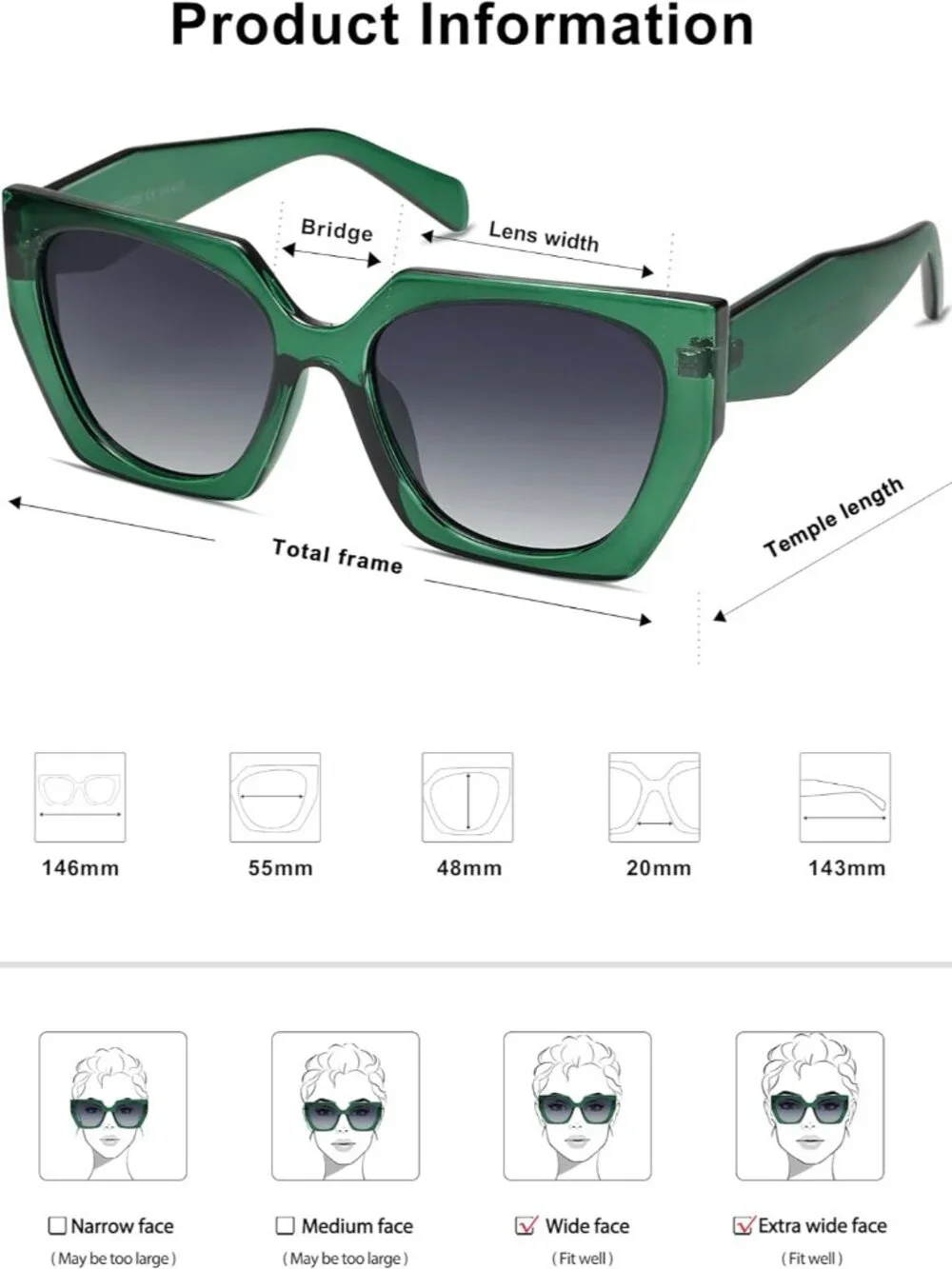 Fashionable Oversized Polarized Sunglasses - Ideal for Outdoor Activities SJ2205